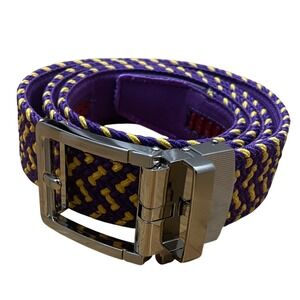 Nexbelt Men's Purple Yellow Braided Ratchet Golf Belt 40in Automatic Buckle